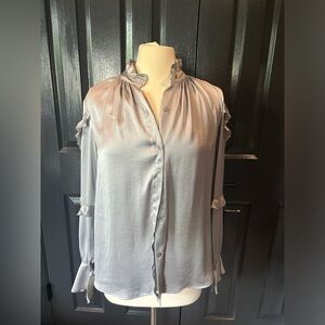 Bailey 44 Silver Long Sleeve Ruffled Blouse